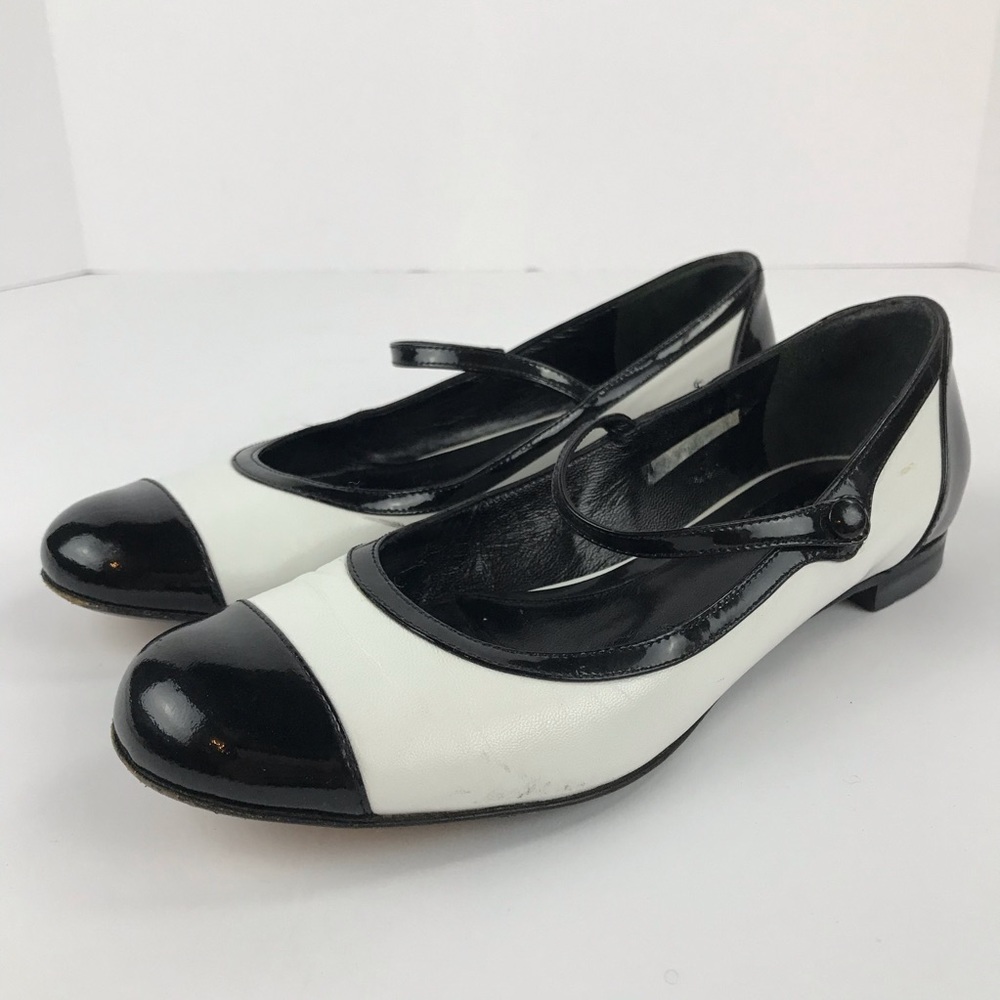 FENDI Vintage White Cap Toe Mary Jane Ballet Flats - Picture 9 of 13